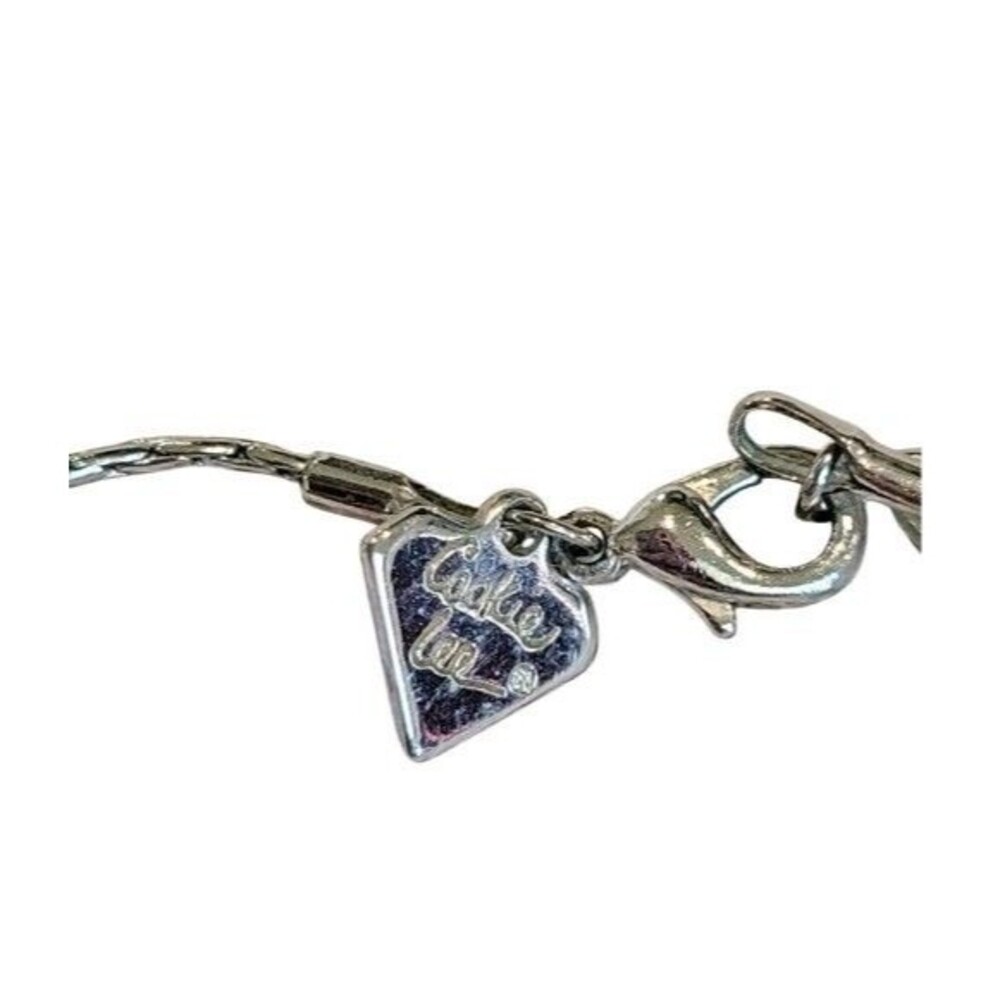 Cookie Lee Silvertone Sparkling CZ Modern Drop Pendant Necklace Reflective Chain - Picture 7 of 10